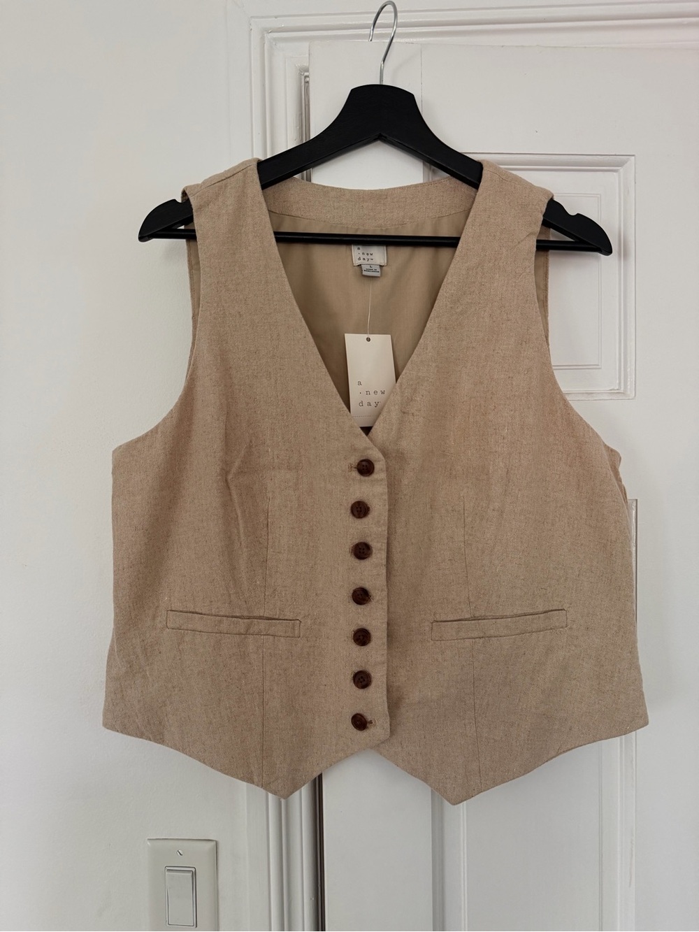 NWT A New Day Tailored Suit Vest Khaki Size Large